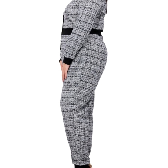 Nina Parker Tweed Black White Jogger Jumpsuit Dress Pant Tall Women Plus 2X 31in - Picture 16 of 16